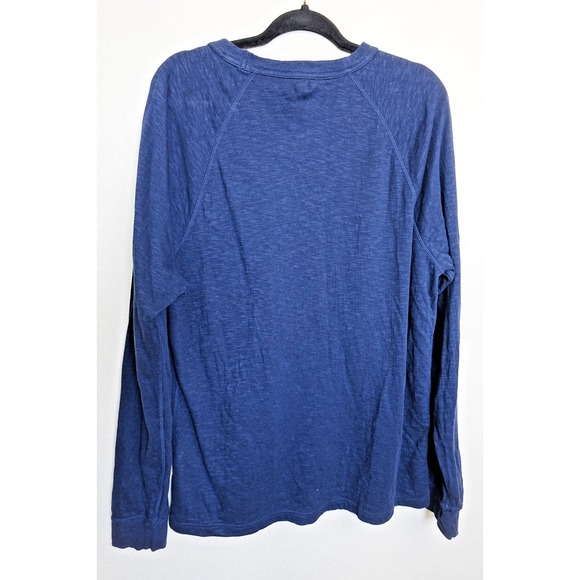 J Crew Mens Knit Goods Pullover Raglan‎ Layering Shirt Top Cotton Blue Navy XL - Picture 2 of 6